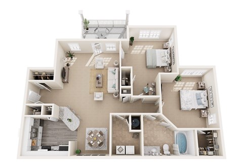 Floor plan for 2 beds, 1 bath, 1089 sqft